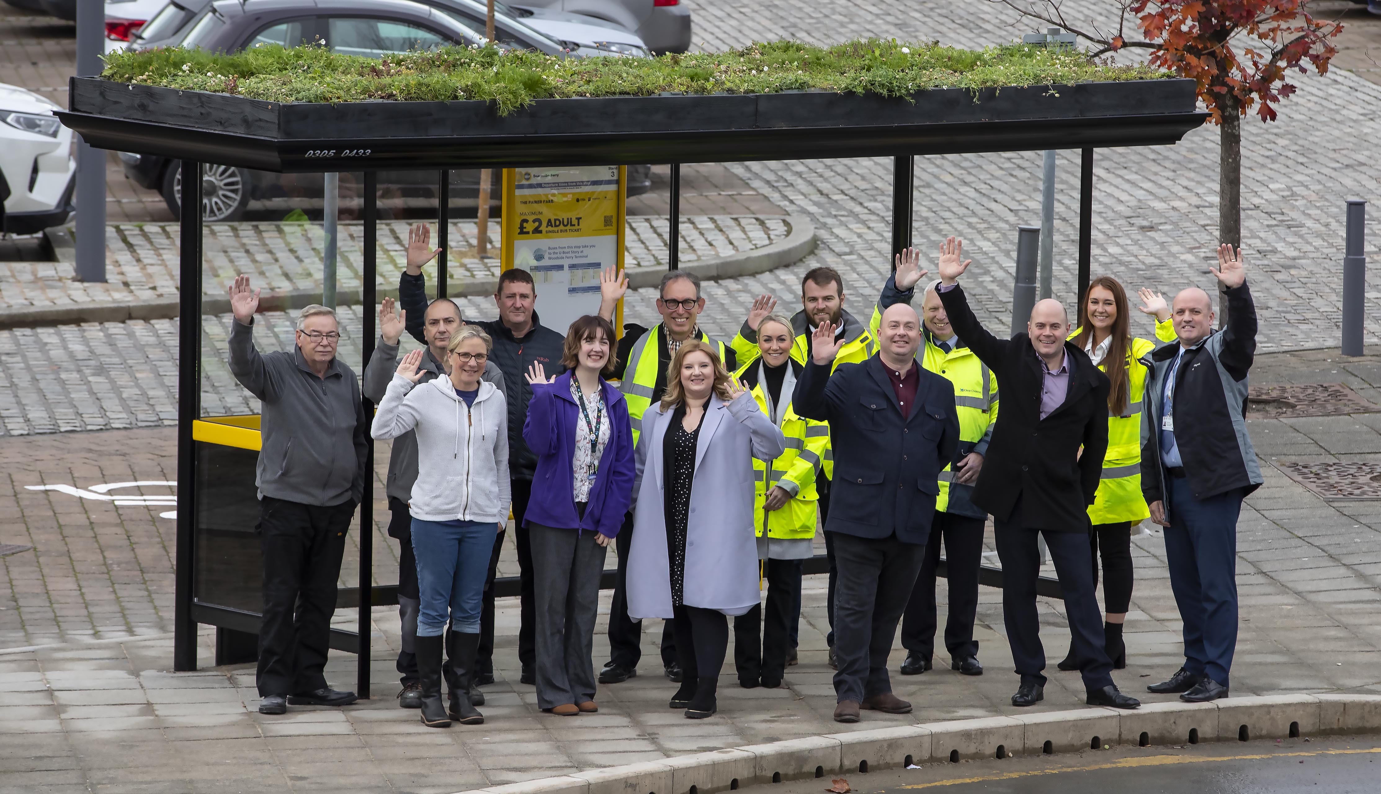 New beefriendly bus shelter with 'living roof' installed at Mersey